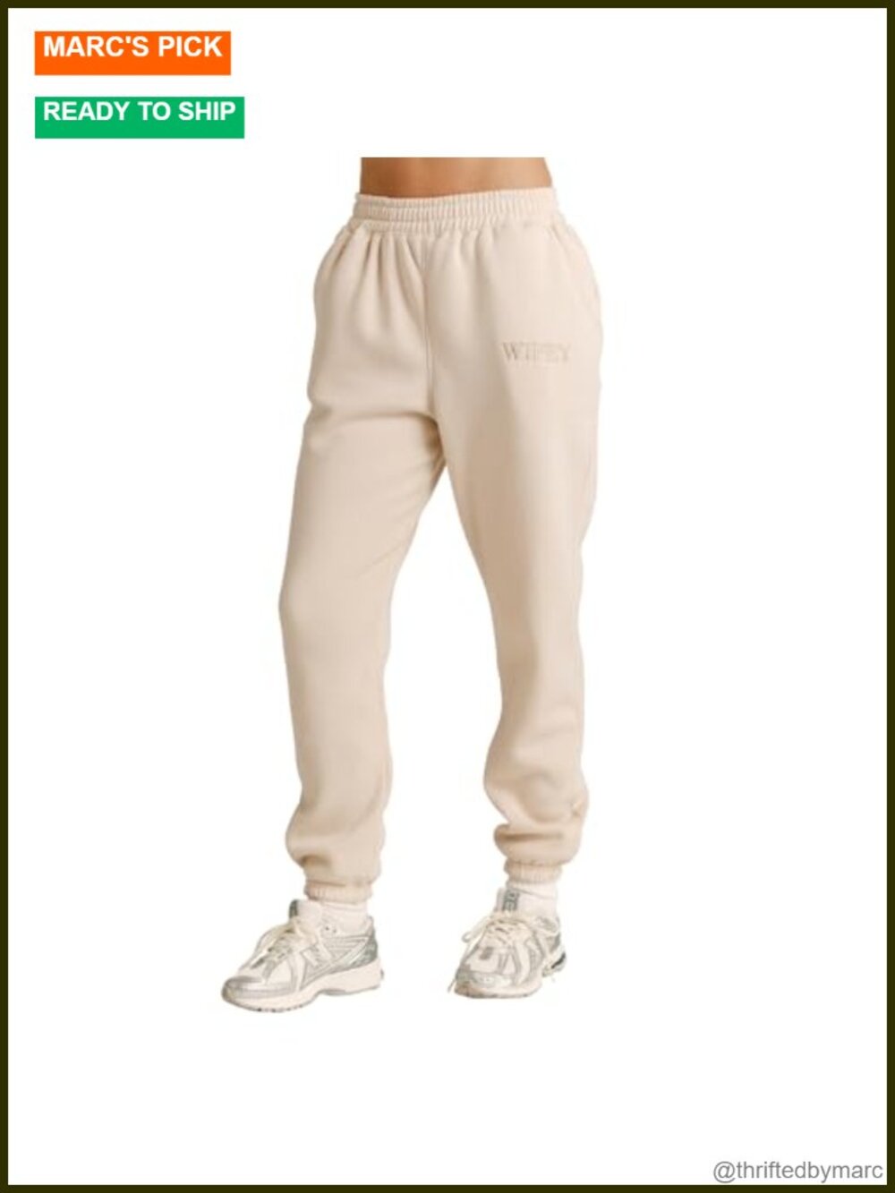 Women's Wifey Brushed Fleece Joggers with Embroidery, High Rise Cuffed Track